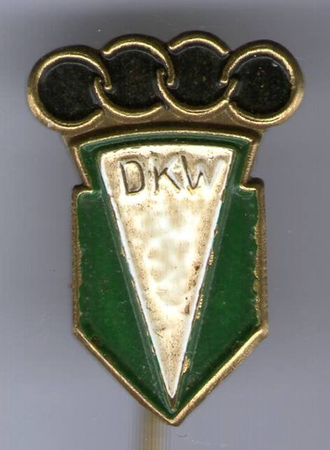 DKW groen/wit op koper auto speldje ( A_244), Verzamelen, Ophalen of Verzenden, Zo goed als nieuw, Transport, Speldje of Pin