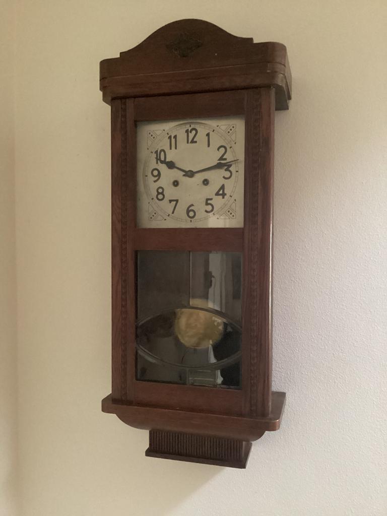 Regulateur, houten halklok, Antiek en Kunst, Ophalen of Verzenden