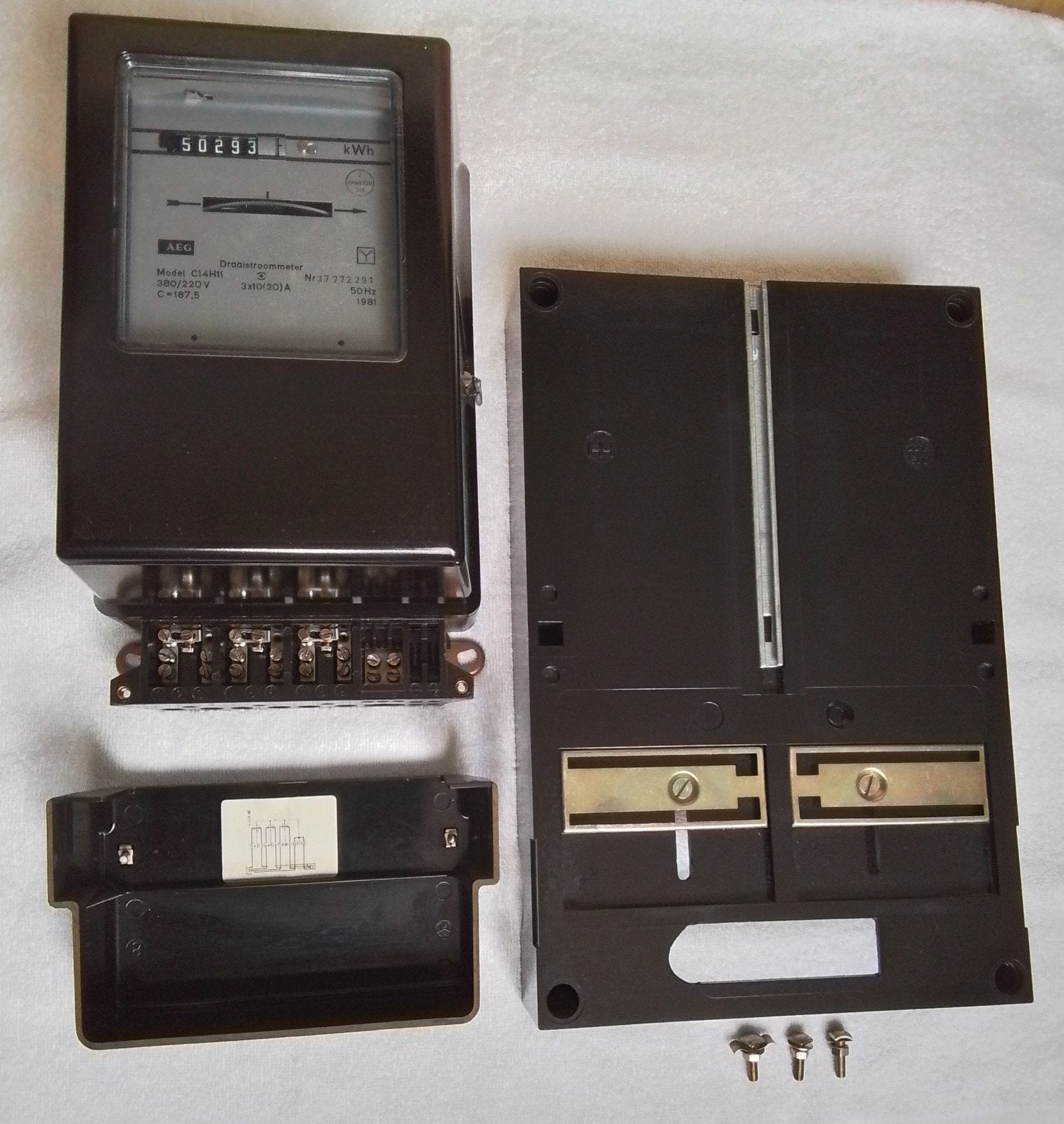 Mechanische 3-fase KWh meter, Ophalen, Gebruikt