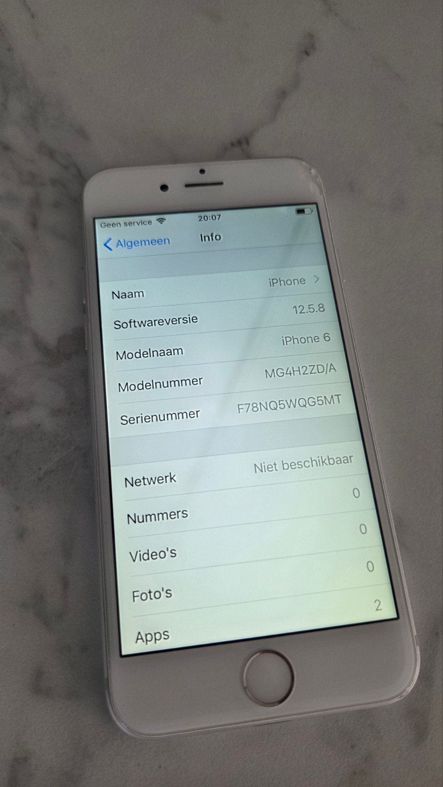 Apple iPhone 6 (12.5.8) - Wit, Telecommunicatie, Mobiele telefoons | Apple iPhone, Gebruikt, Wit, Ophalen of Verzenden, 64 GB