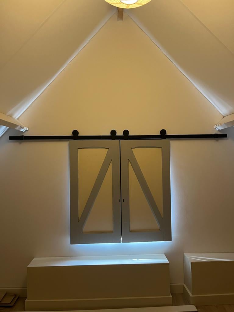 Houten luiken + ophangsysteem, Ophalen, Overige typen, Minder dan 200 cm