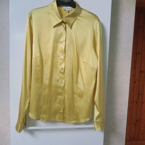 Blouse geel zijde Scapa mt 42, Kleding | Dames, Scapa, Geel, Maat 42/44 (L), Ophalen of Verzenden