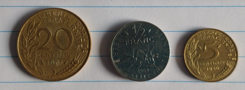 franse munten uit 1981, 1983 en 1986, volgnr 92, Ophalen of Verzenden, Frankrijk, Losse munt
