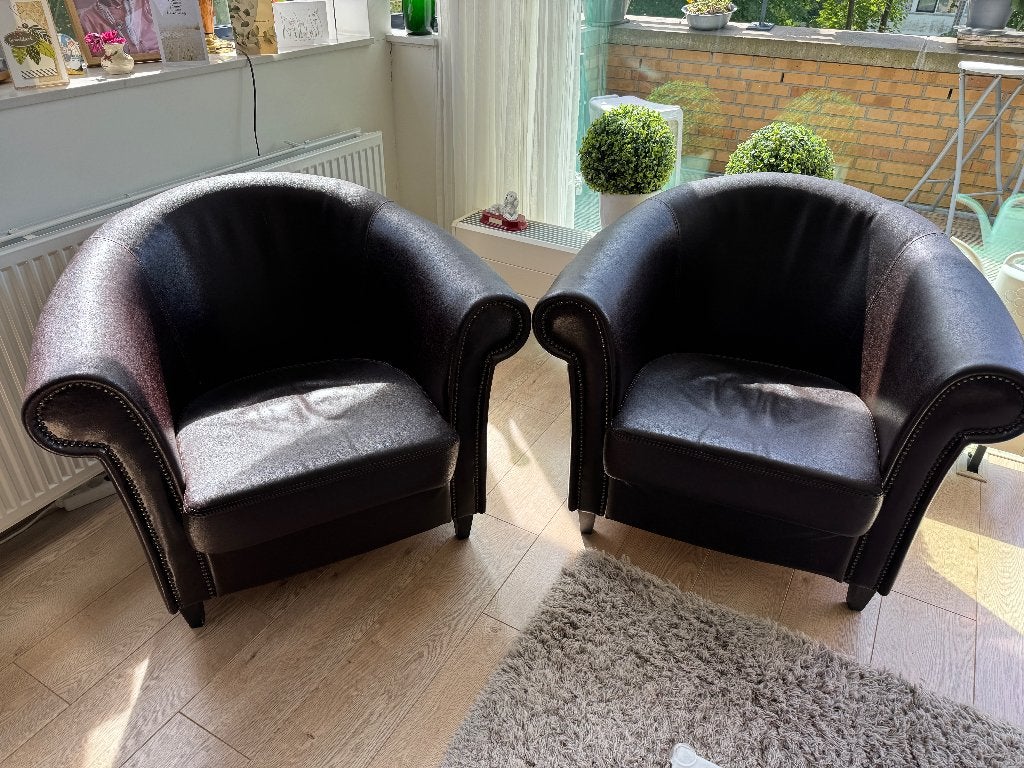 fauteuils, Huis en Inrichting, Fauteuils, Ophalen, Gebruikt, 50 tot 75 cm, Leer