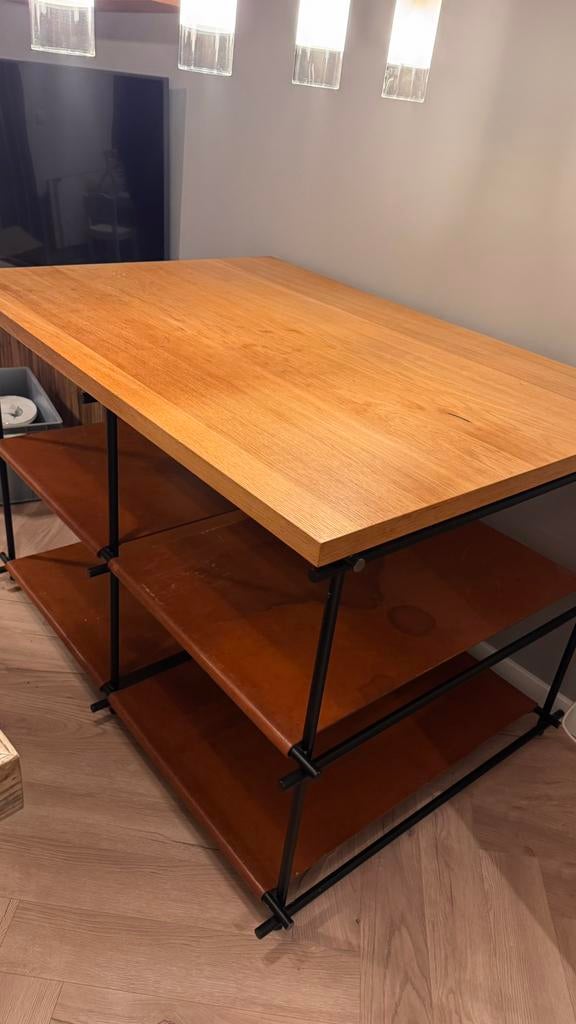 Industrieel keukeneiland / werktafel massief hout, Ophalen, Gebruikt