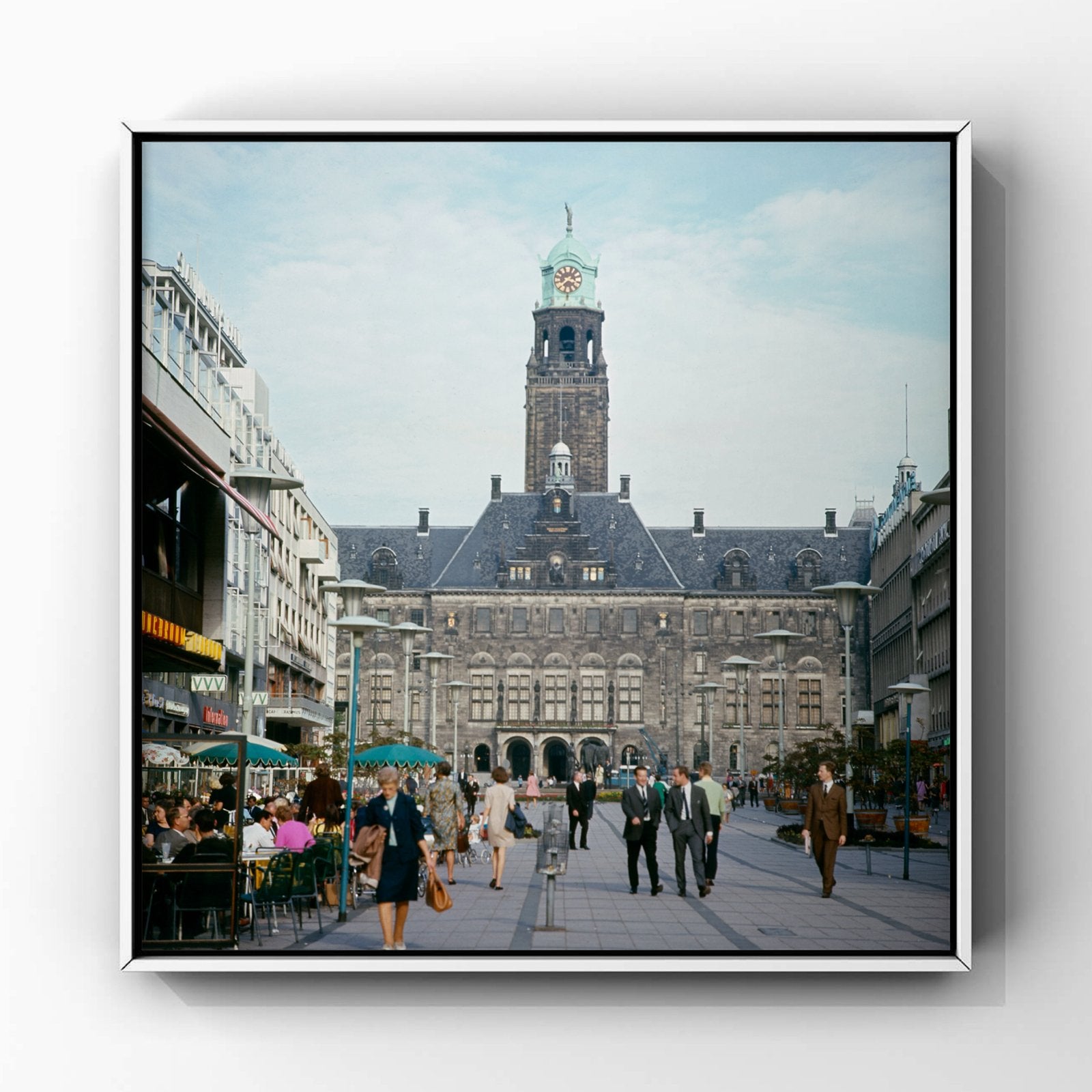 1x mid century  Stadhuis, Coolsingel, Rotterdam art print, Foto, Ophalen of Verzenden, Zo goed als nieuw, Gebouw