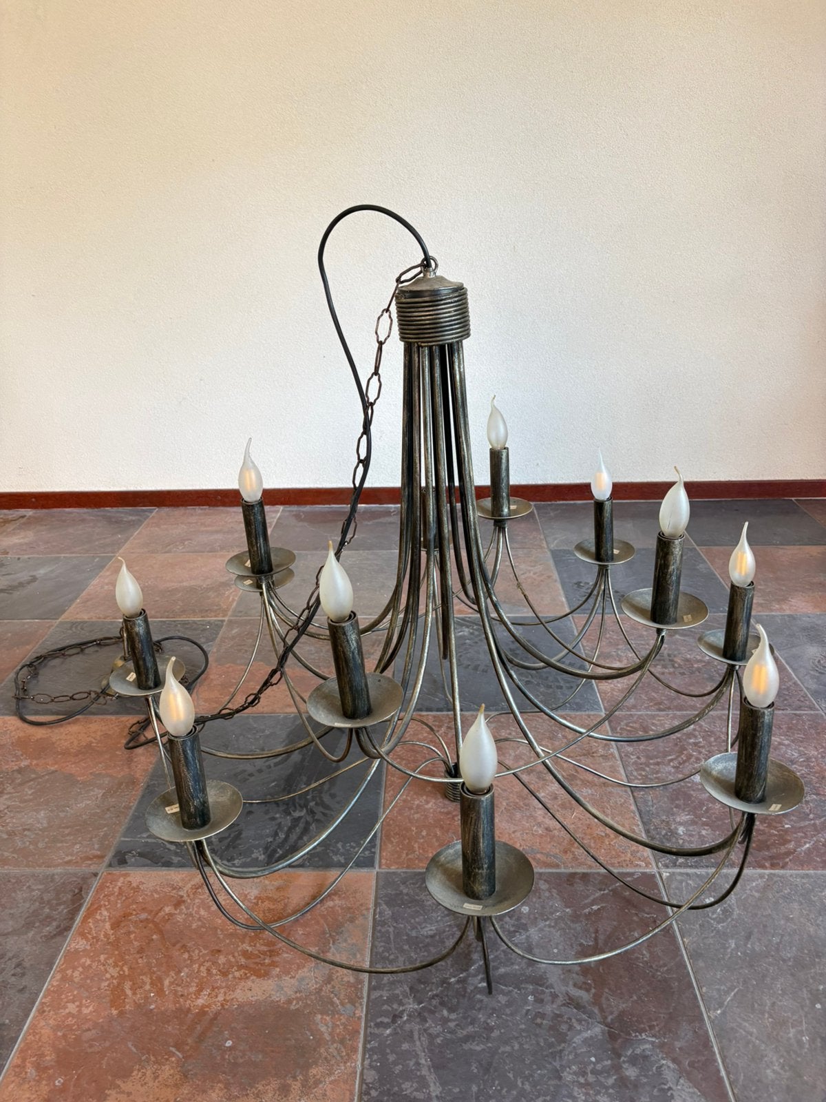Italiaanse 12-lichts kroonluchter, Huis en Inrichting, Lampen | Kroonluchters, Ophalen, Gebruikt
