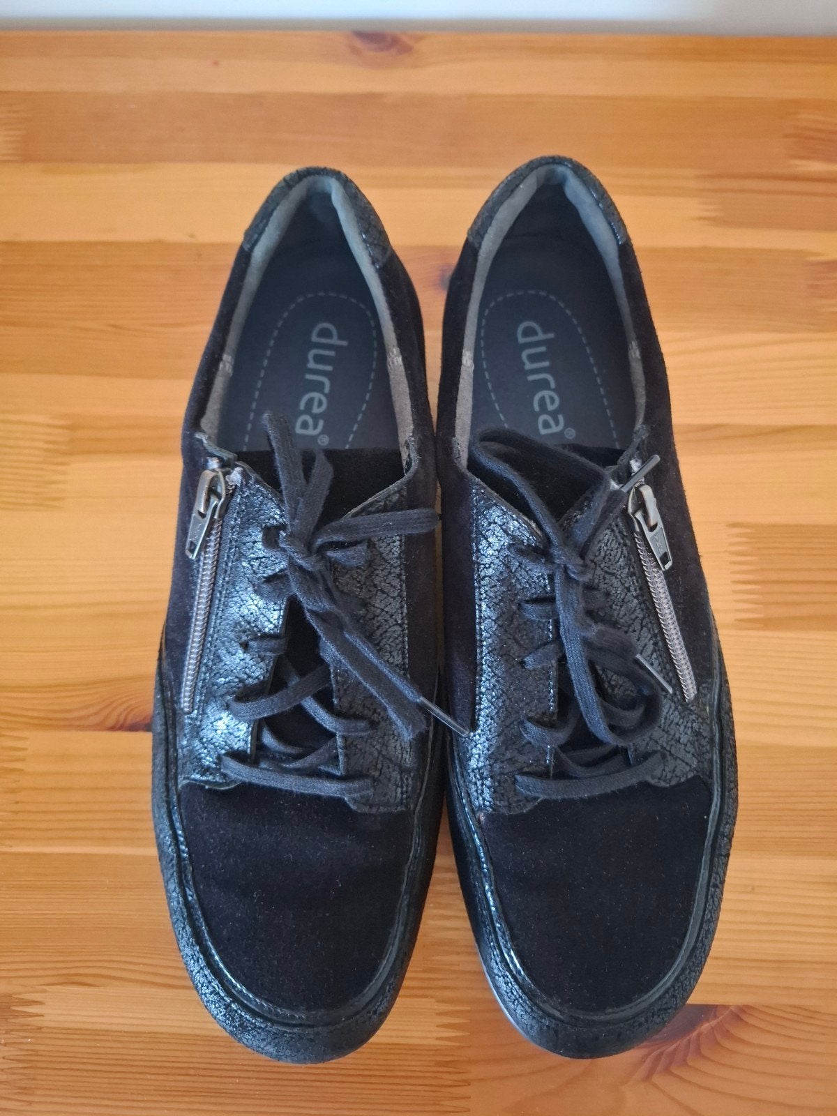 durea zwarte schoenen dames 7,5, Kleding | Dames, Ophalen of Verzenden, Zo goed als nieuw, Zwart, Sneakers of Gympen
