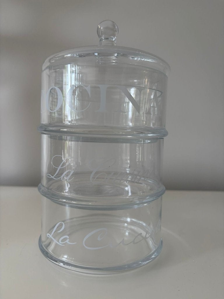 Rivièra Maison glazen voorraadpot 'La cuisine', Huis en Inrichting, Ophalen, Glas, Zo goed als nieuw, Voorraadpot