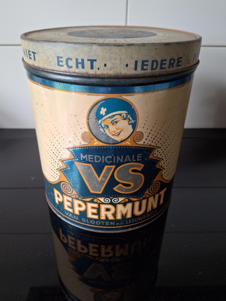 Art Deco Blikken VS Medische Pepermunt Van Slooten 1930, Verzamelen, Blikken, Ophalen of Verzenden, Gebruikt, Overige