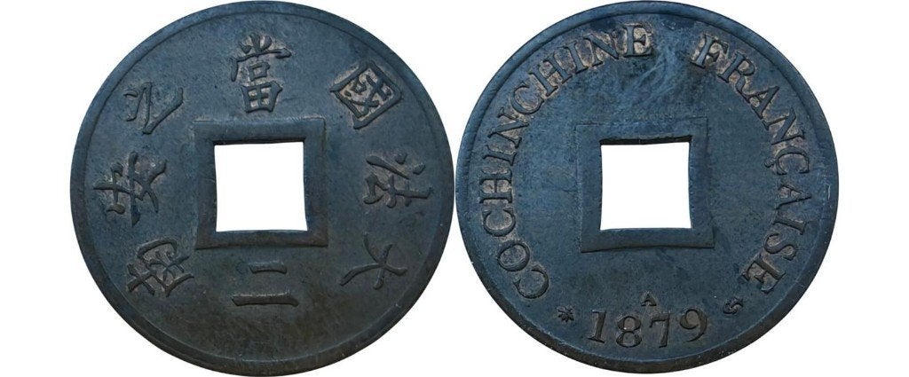 Sapeque 1879, Frans-Cochinchina, Derde Republiek, Ophalen of Verzenden, Zuidoost-Azië, Losse munt
