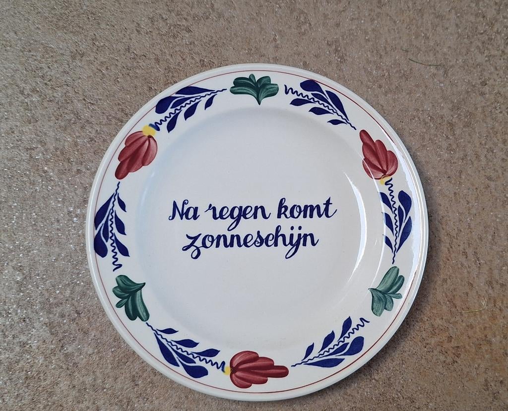 Boerenbont bord met tekst, Antiek en Kunst, Ophalen of Verzenden