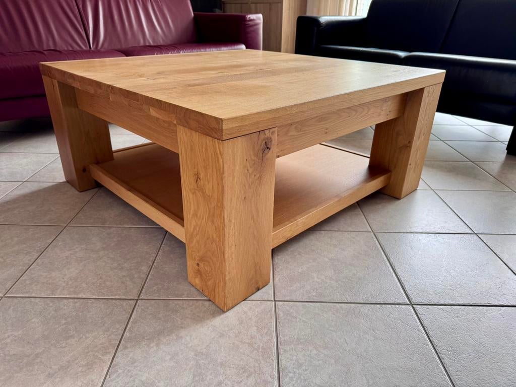 Licht eiken salontafel 100 x 100 cm, Huis en Inrichting, Ophalen, Gebruikt, Minder dan 50 cm, 100 tot 150 cm