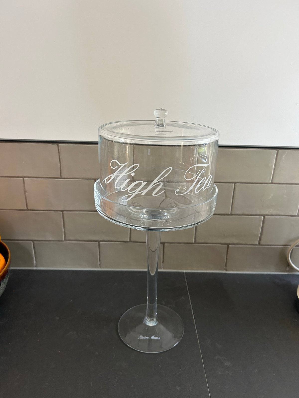 Riviera Maison High Tea etagere met deksel, Ophalen, Zo goed als nieuw, Riviera Maison, Glas