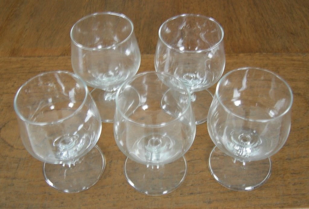 Borrelglaasjes (5x). Afm: Ø 5,3x7,5 cm. Met 6-kantige steel., Huis en Inrichting, Glas of Glazen, Klassiek, Ophalen of Verzenden