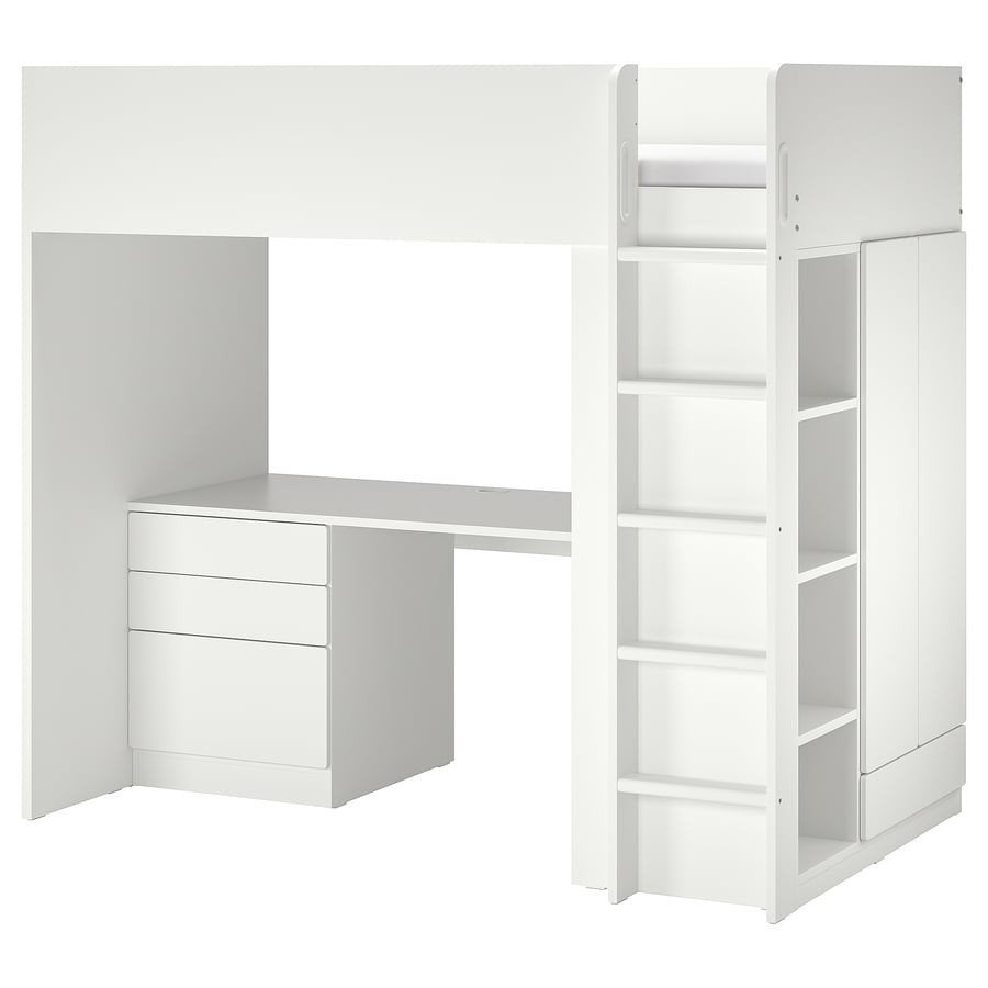 IKEA SMÅSTAD hoogslaper met bureau en opbergruimte, Ophalen, Gebruikt, 90 cm, Eenpersoons