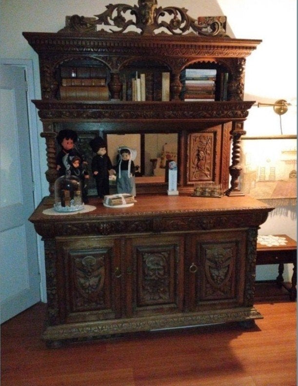 Antiek gesneden houten dressoir met opbouw, Ophalen of Verzenden