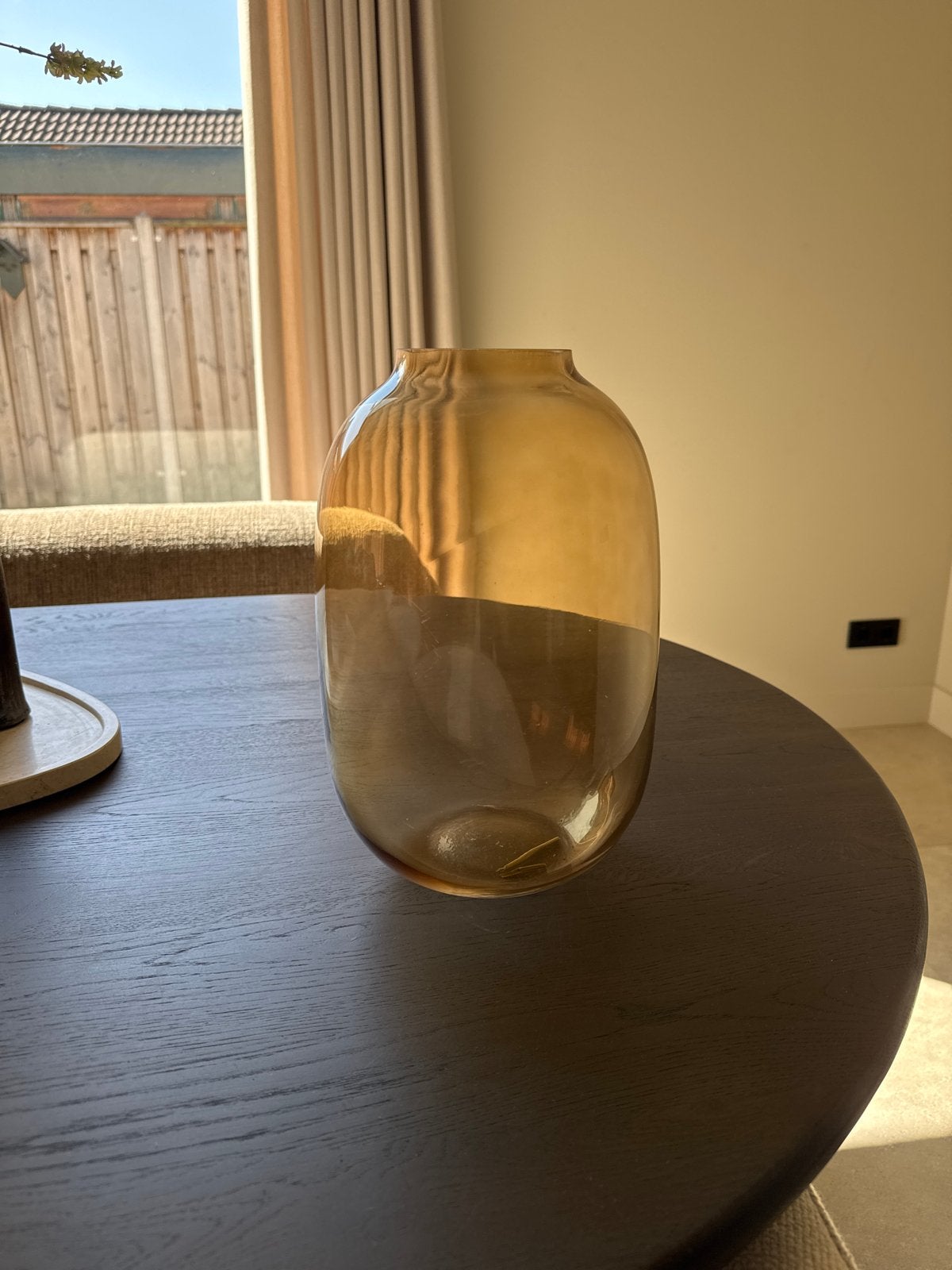 Stijlvolle bruine glazen vaas, Ophalen, Bruin, Geschikt voor droogbloemen, Glas
