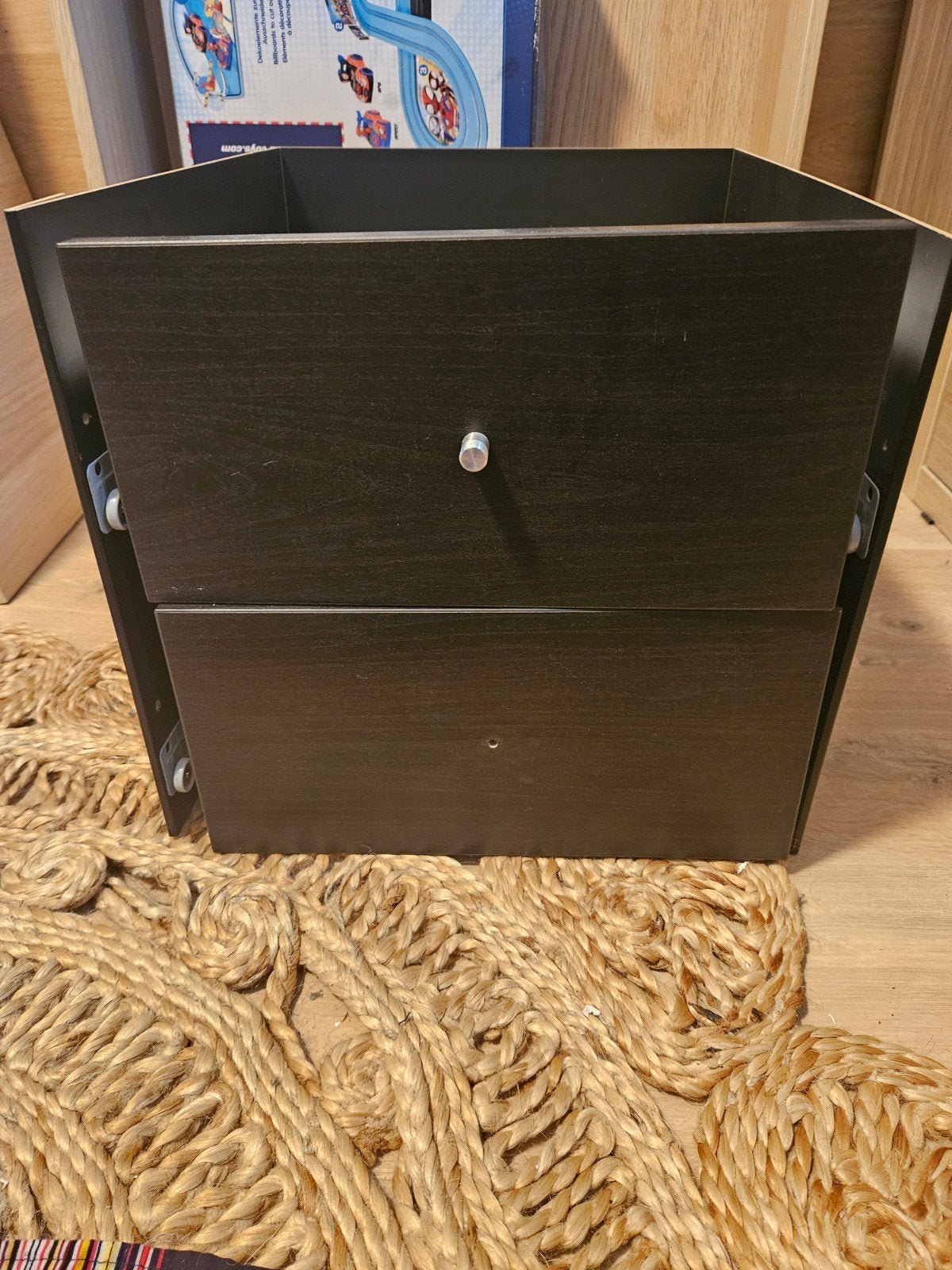 IKEA Kallax inzet met 2 lades, bruin-zwart, Huis en Inrichting, Ophalen, Gebruikt