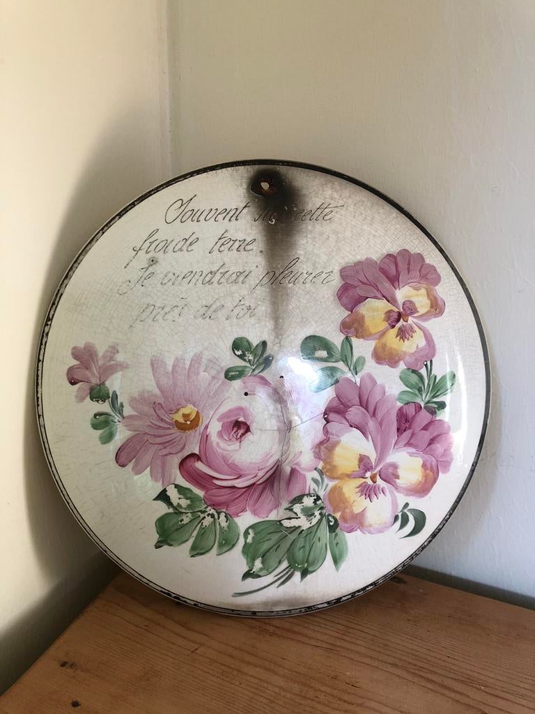 Grafplaat met viooltjes, Ophalen of Verzenden