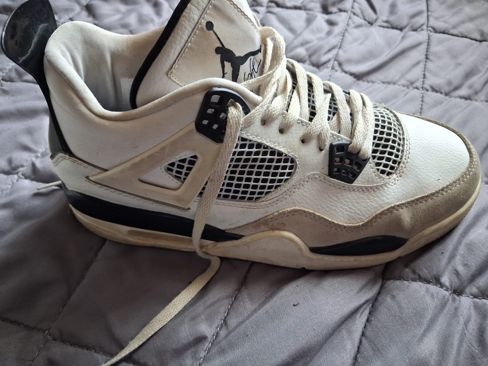 Nike Air Jordan 4 Retro Military Black - Maat 43 - Gedragen, Wit, Nike, Ophalen of Verzenden, Sneakers of Gympen