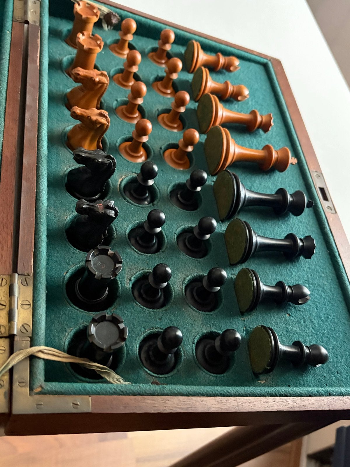 Antiek Jaques London Schaakspel in Opbergdoos, Een of twee spelers, Ophalen of Verzenden, Gebruikt