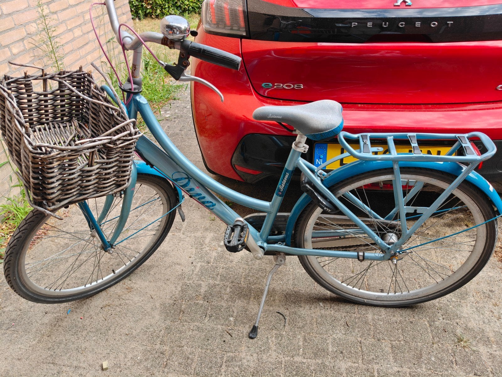 Damesfiets met mand - Blauw - Gebruikt, Ophalen, 20 inch of meer, Gebruikt, Velgrem