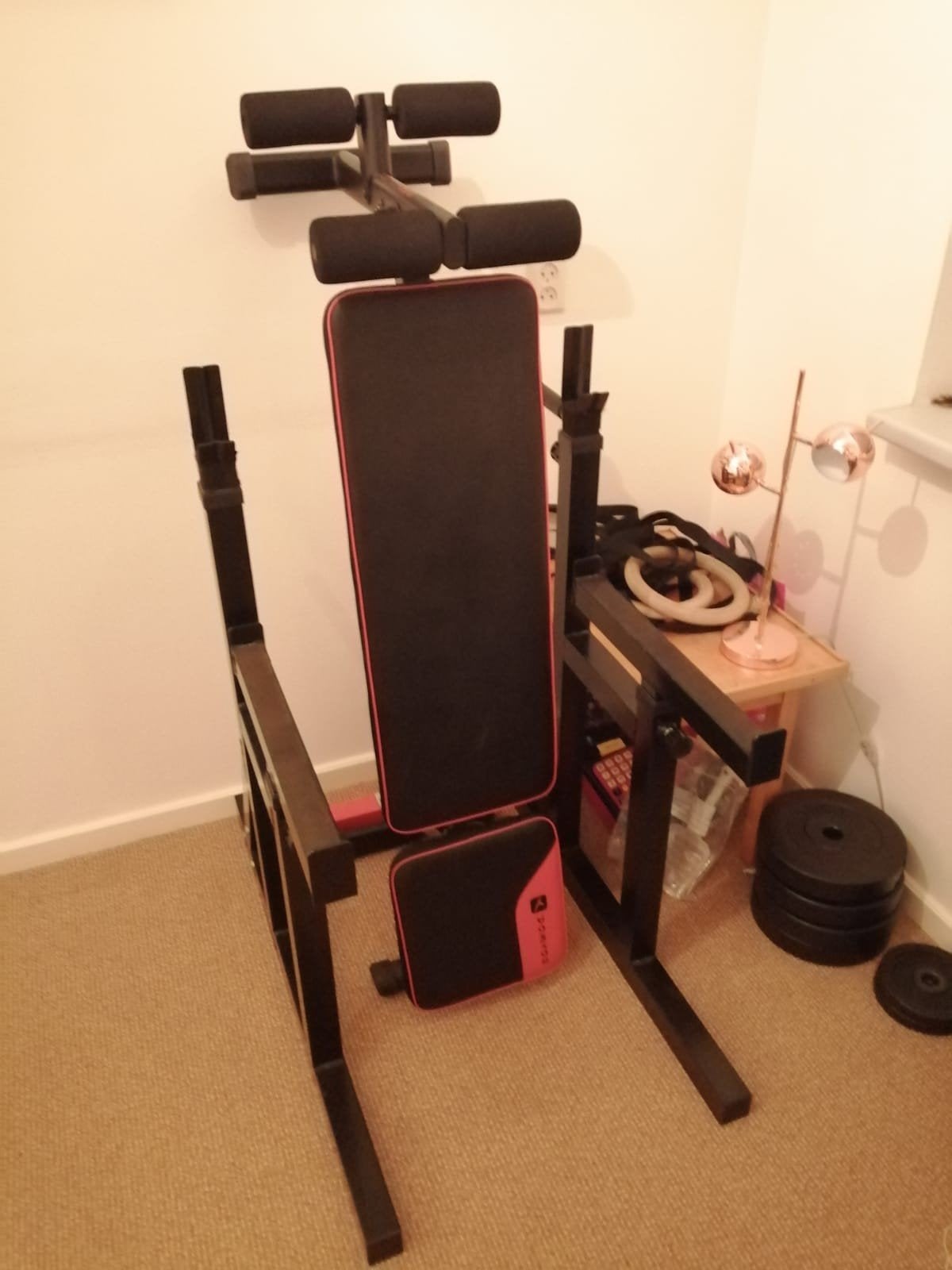 Squat rack met barbells en gewichten, Ophalen, Zo goed als nieuw, Overige typen