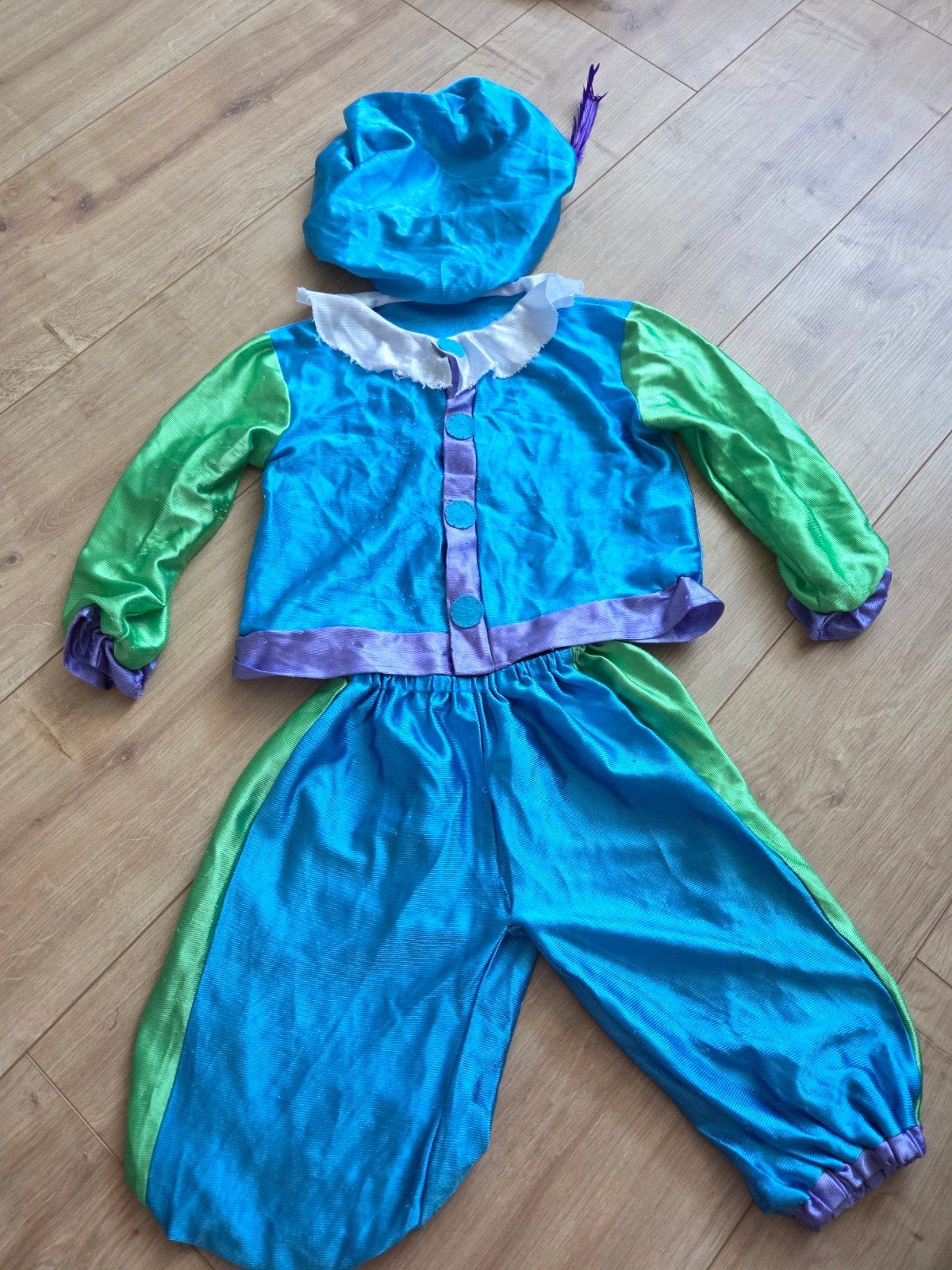 Pietenpak maat 98-104 - Blauw/Groen, Ophalen, Gebruikt