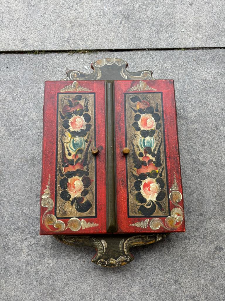 Antiek Rosemaling Noorse volkskunst sleutelkastje wandkast, Ophalen of Verzenden