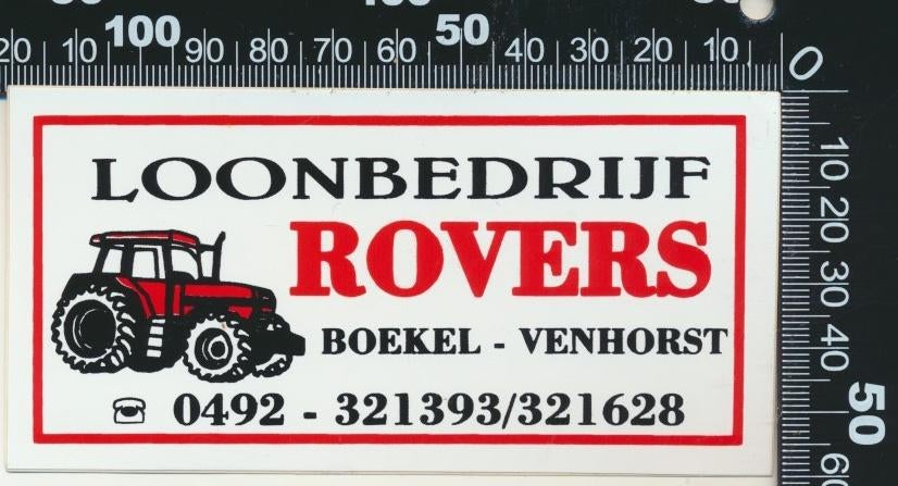 Sticker: Loonbedrijf Rovers - Boekel - Venhorst, Ophalen of Verzenden, Zo goed als nieuw, Bedrijf of Vereniging