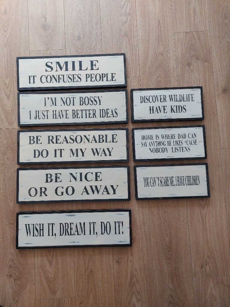 Houten bord muur, tekst, wandbord LIL, Antiek en Kunst, Antiek | Wandborden en Tegels, Ophalen