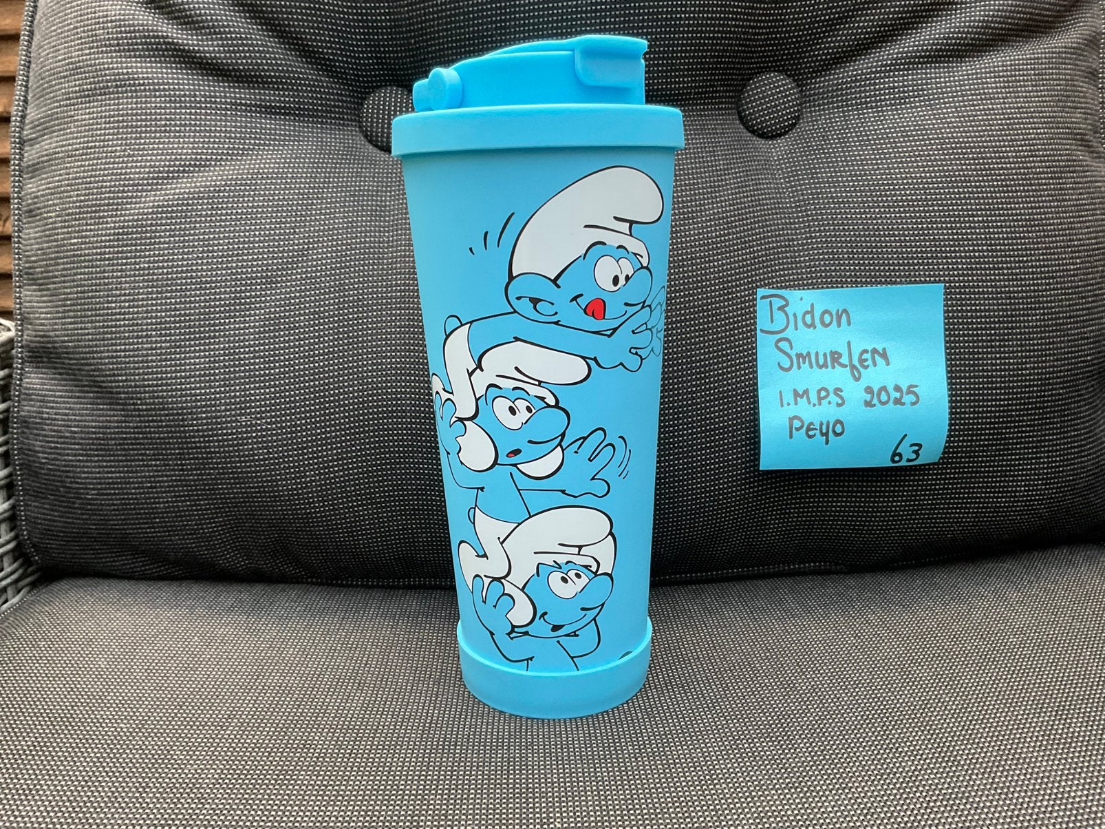 Nieuwe zgan thermosbeker bidon Smurfen Peyo IMPS, Ophalen, Nieuw, Overige Smurfen, Gebruiksvoorwerp