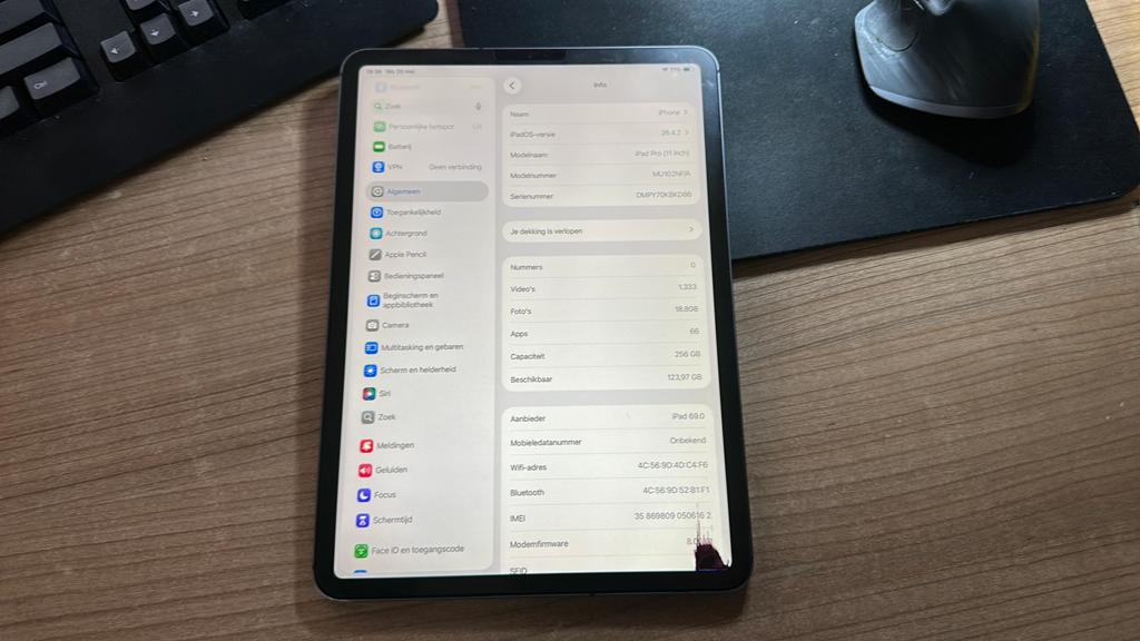 iPad Pro 11 inch (2018) WiFi + Cellular 256GB - LCD defect, Computers en Software, Apple iPads, 11 inch, Ophalen of Verzenden