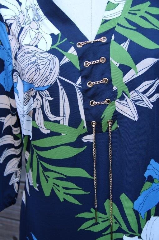 Jurk donkerblauw/ groen K-Design mt L Vaste prijs, K-design, Blauw, Maat 42/44 (L), Ophalen of Verzenden