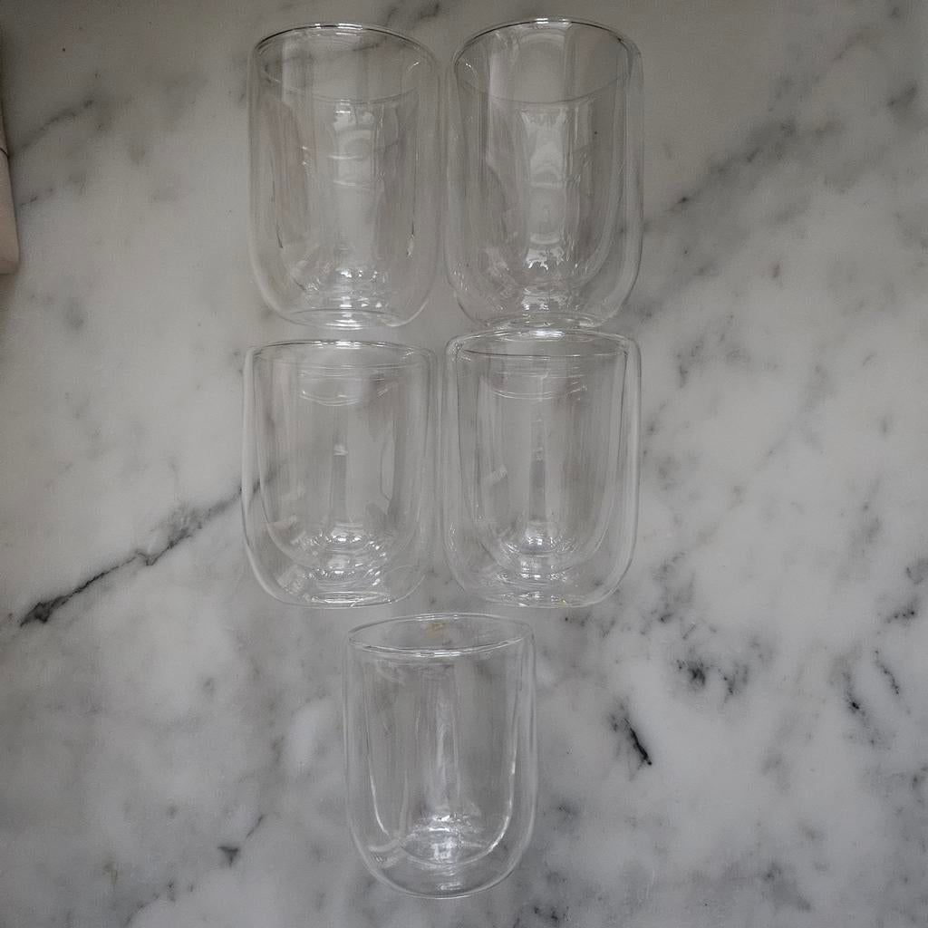 5 dubbelwandige glazen espresso glas, Ophalen of Verzenden, Glas, Overige stijlen, Glas of Glazen