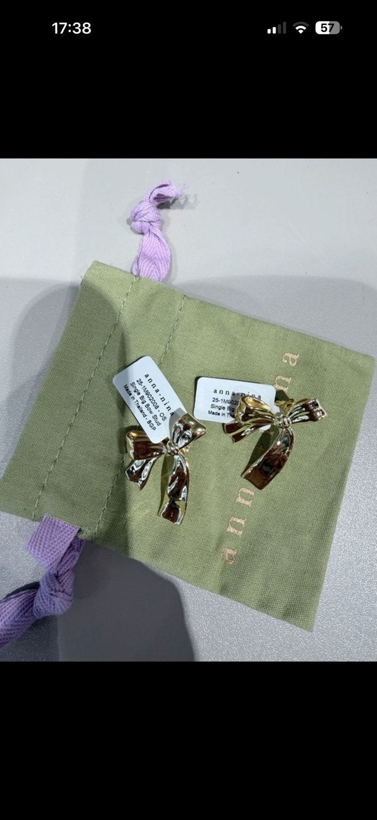 Anna nina strik oorbellen, Sieraden, Tassen en Uiterlijk, Oorbellen, Ophalen, Zo goed als nieuw, Goud, Overige materialen