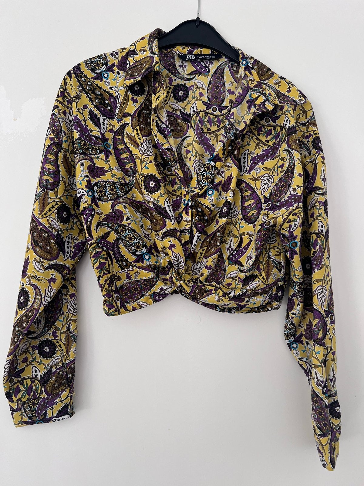 Zara crop blouse met paisley print - Maat S, Ophalen of Verzenden, Zo goed als nieuw, Maat 36 (S), Geel
