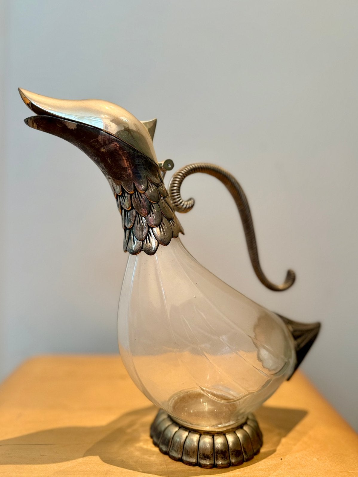 Vintage zilveren decanteer karaf eend Silea France, Ophalen of Verzenden, Zilver