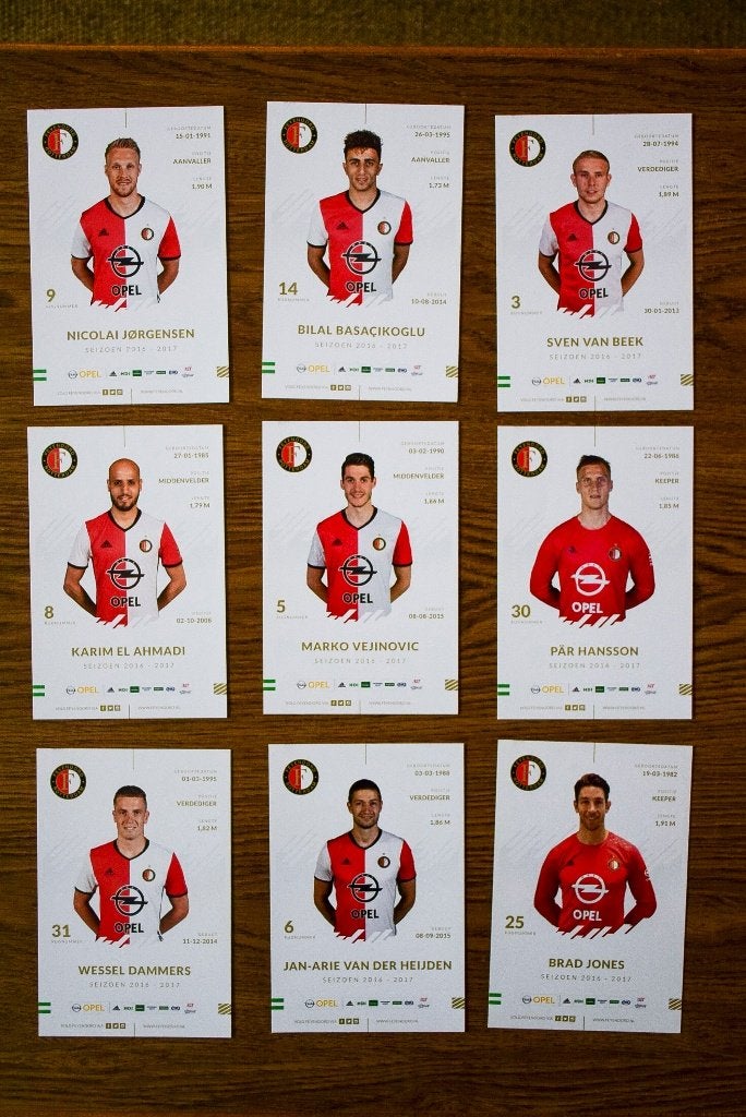18x Spelerskaarten Feyenoord 2016-2017, Verzenden, Nieuw, Feyenoord, Spelerskaart