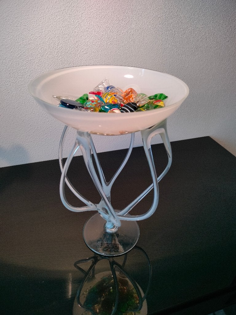 Vintage Schaal Krosno Melkwit Murano Snoep Sweets 1980, Ophalen of Verzenden