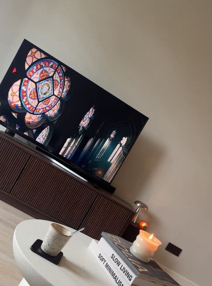 TV-meubel – walnoot – zo goed als nieuw, Ophalen, Overige materialen, Japandi scandi, 100 tot 150 cm