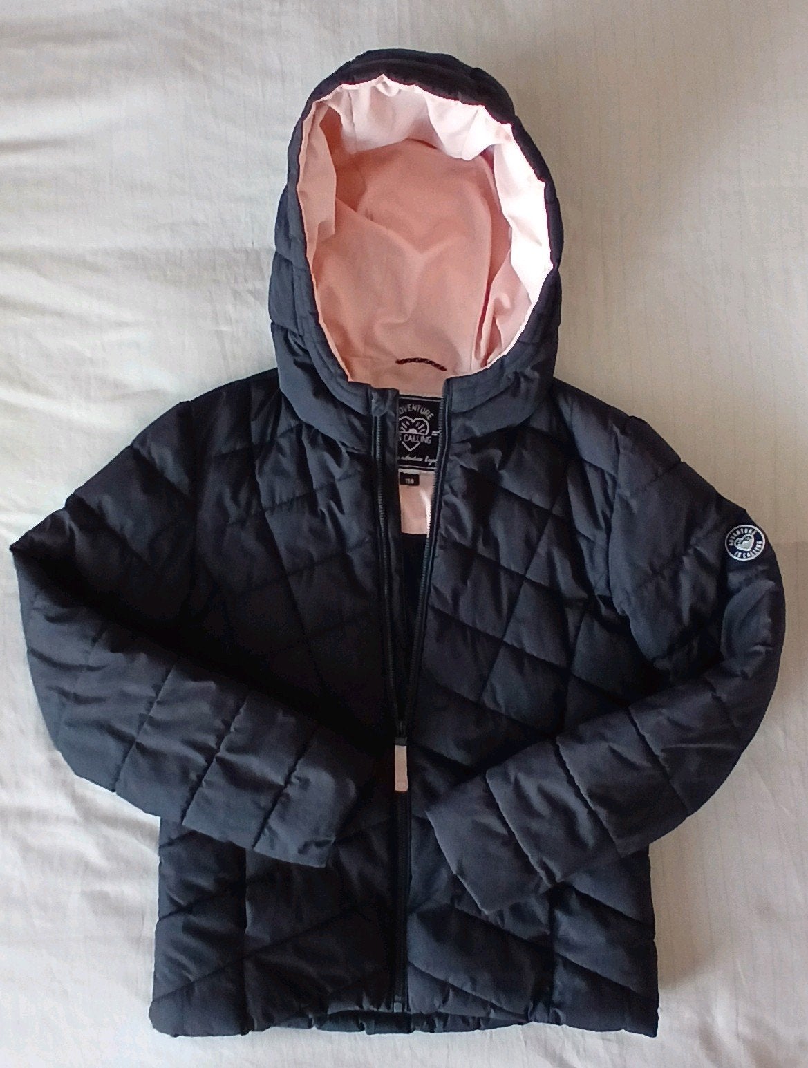 Zwarte winterjas C&A mt 158, Gebruikt, C&A, Meisje, Ophalen of Verzenden