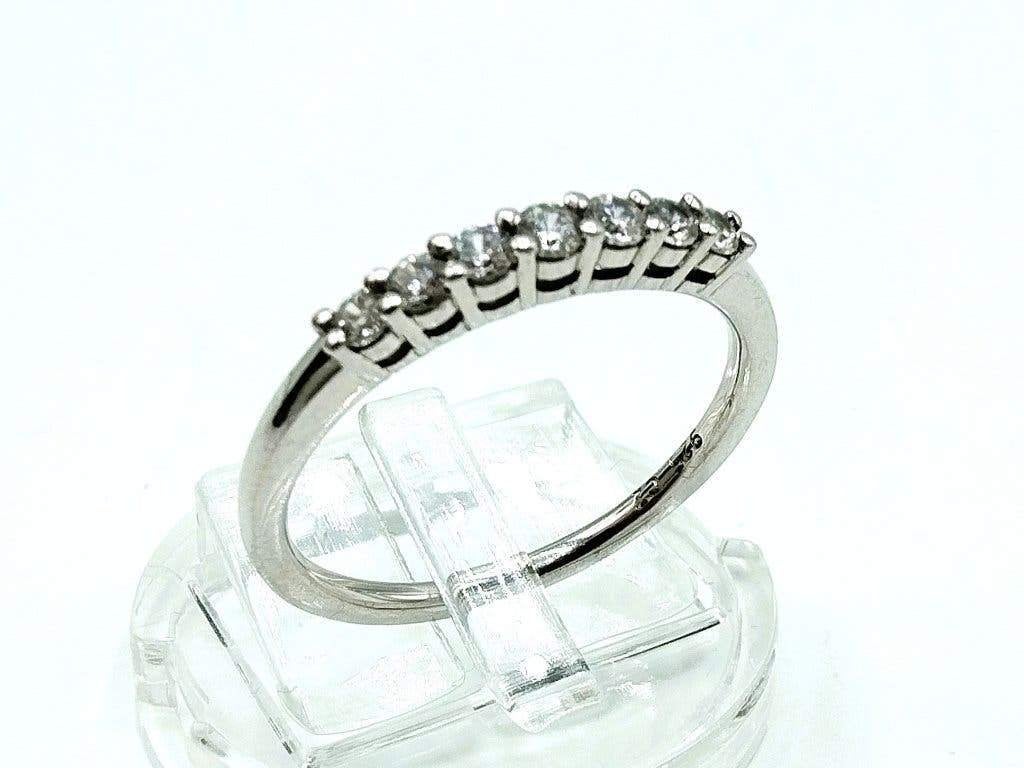Zilveren aanschuif ring met zirkonia's, 17,5 mm, Sieraden, Tassen en Uiterlijk, Info@zilverwebsite.nl, Verzenden, Zo goed als nieuw