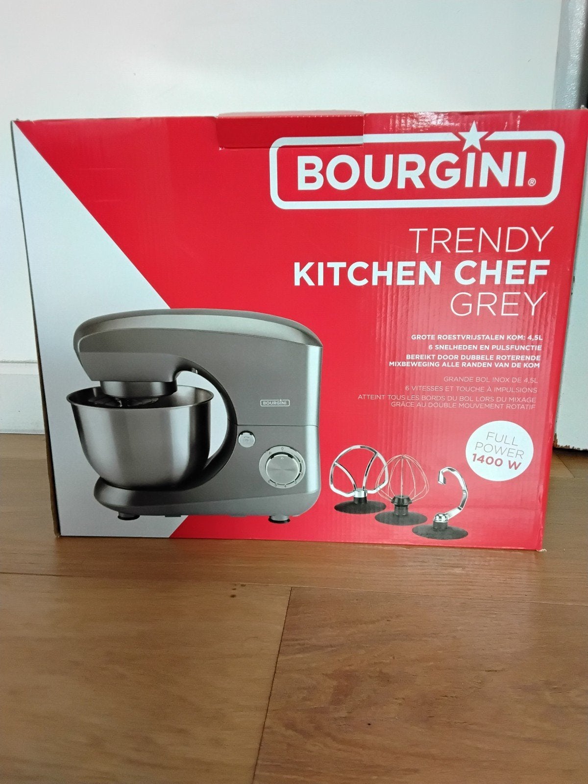 BOURGINI Trendy Kitchen Chef Grey Keukenmachine, 4 liter of meer, Ophalen of Verzenden, Nieuw, 3 snelheden of meer