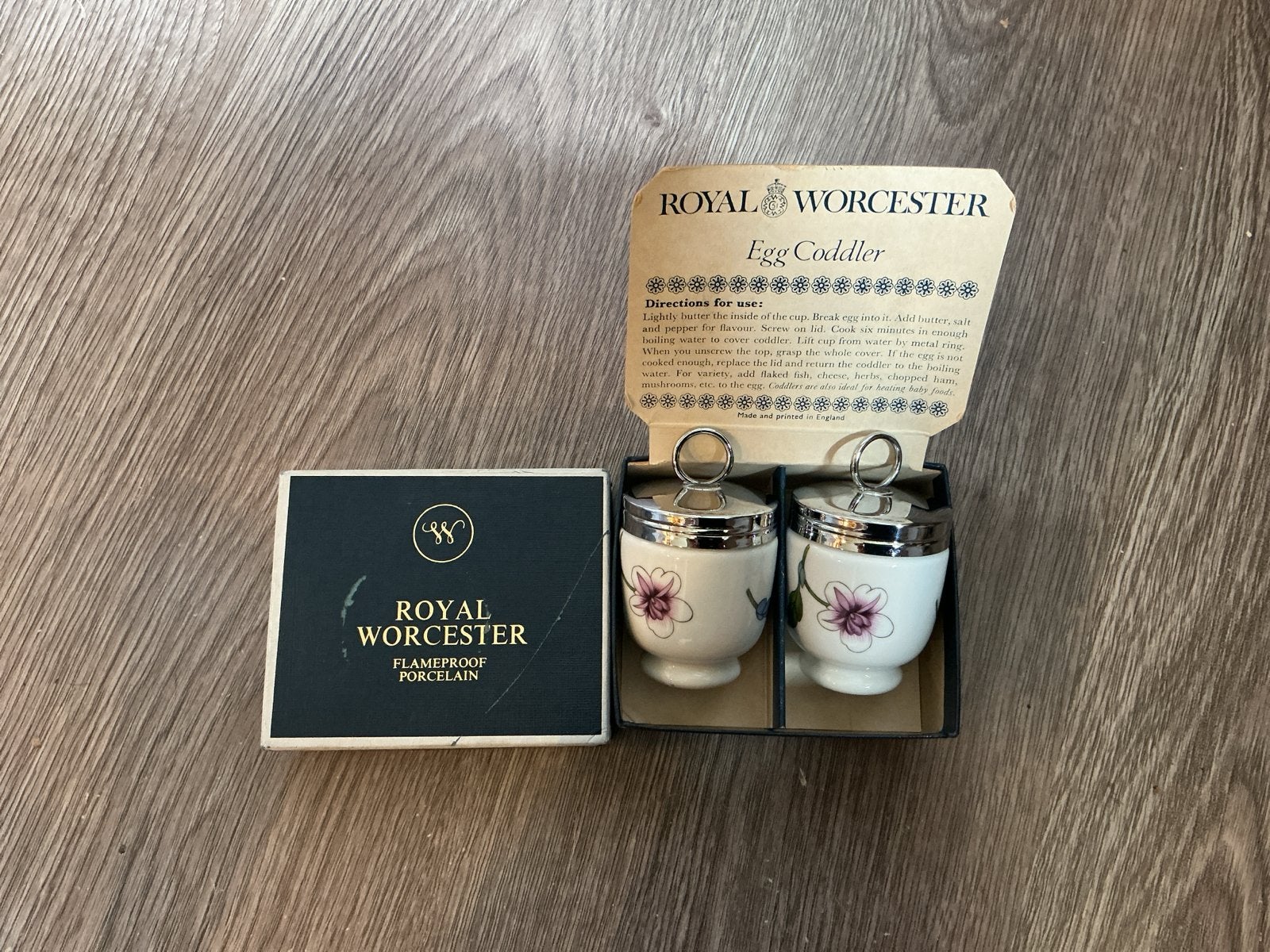 Royal Worcester Egg Coddlers - Set van 2 met bloemmotief, Verzenden