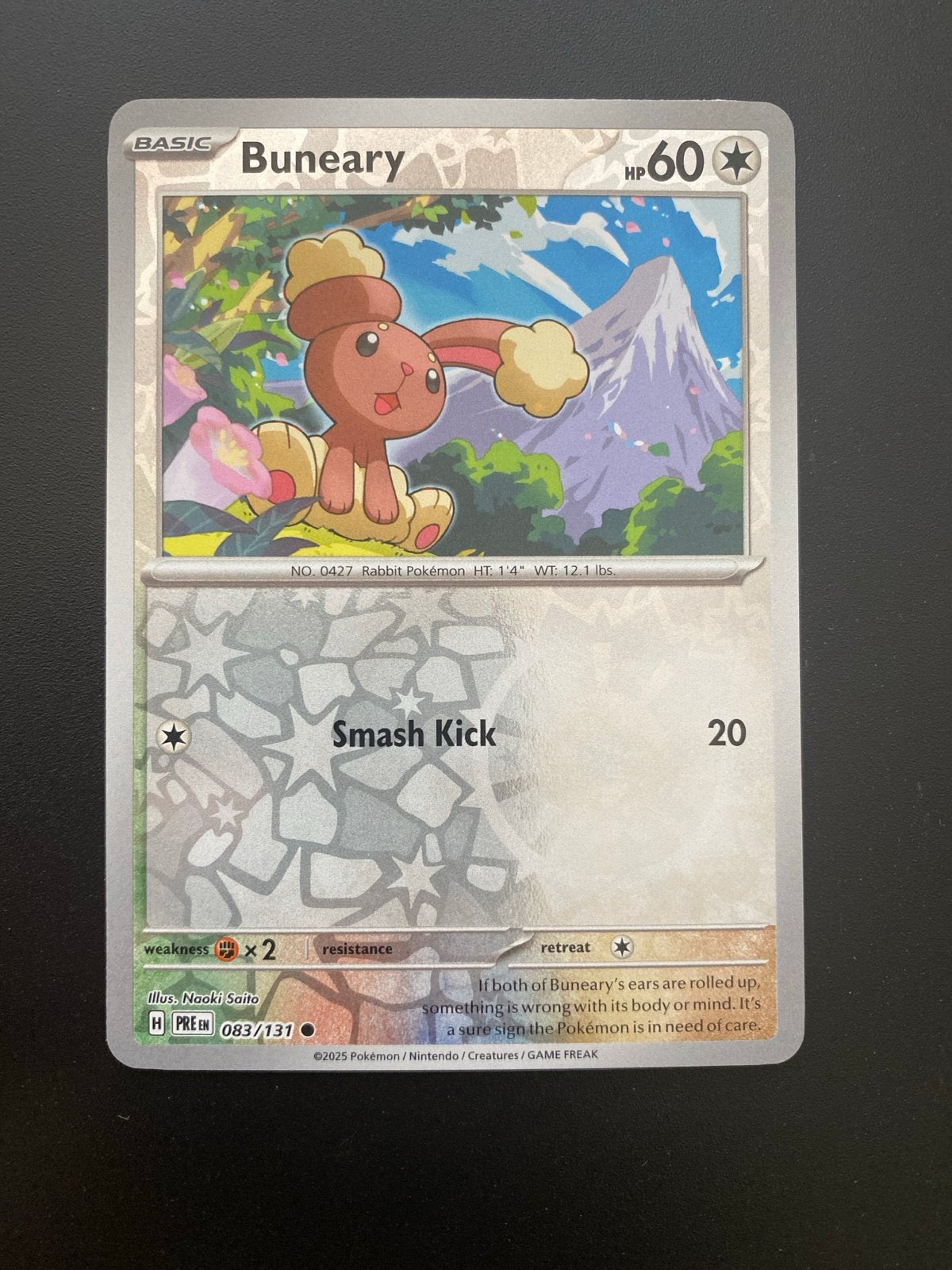 Buneary 083/131 Reverse Holo Prismatic Evolutions, Hobby en Vrije tijd, Ophalen of Verzenden, Zo goed als nieuw, Losse kaart, Foil