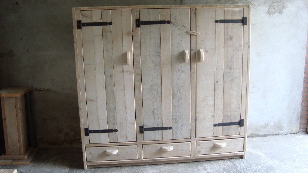 kledingkast van gebr steigerhout, Ophalen, Met deur(en), 200 cm of meer, 150 tot 200 cm