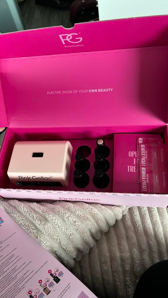 Pink gellac set, Ophalen of Verzenden, Zo goed als nieuw, Overige kleuren, Handen en Nagels