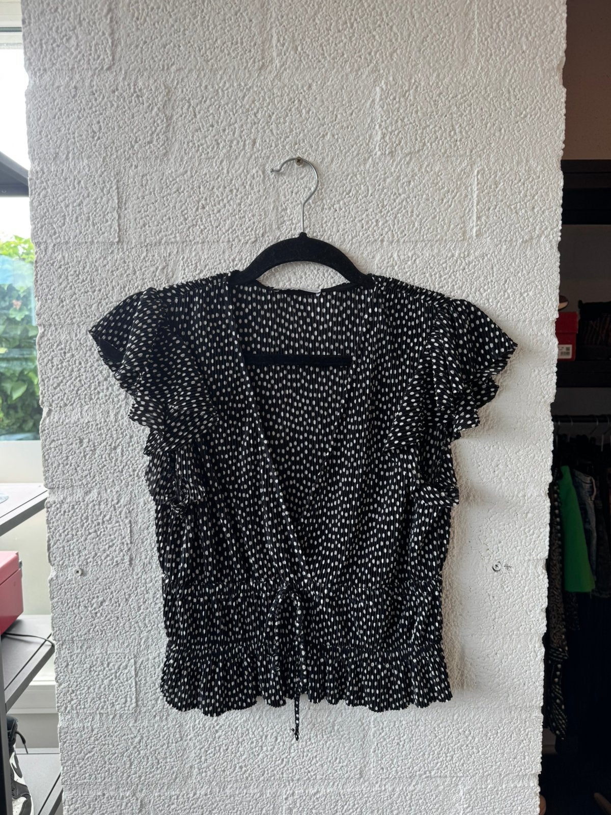Zara stippen top maat L, Ophalen of Verzenden, Zo goed als nieuw, Zwart, Korte mouw